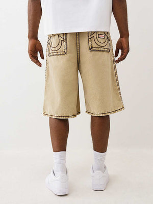 True Religion Shorts Mikey Super T Canvas Carpenter Travertine