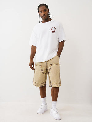 True Religion Shorts Mikey Super T Canvas Carpenter Travertine