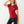 True Religion Crystal Retro T-Shirt Henley Red Dhalia