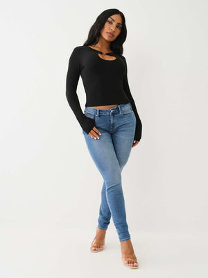 True Religion Horseshoe T-Shirt Charm Cutout Black