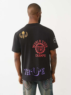 True Religion T-Shirt Ss Embroidery Uni Logo Jet Black