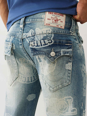 True Religion Jeans Aop Ricky Sn Flap 34In Gridiron Blue Medium Wash