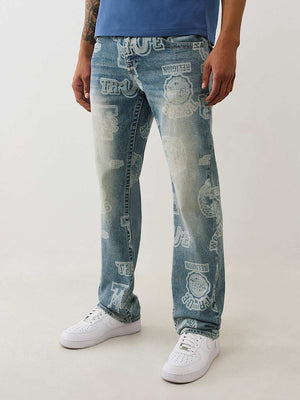 True Religion Jeans Aop Ricky Sn Flap 34In Gridiron Blue Medium Wash