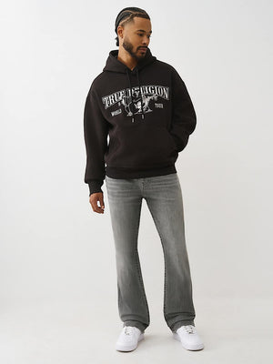 True Religion Hoodie Boxy Logo Jet Black