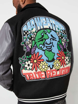 True Religion Bw Varsity Jacket Black-Granite Grey