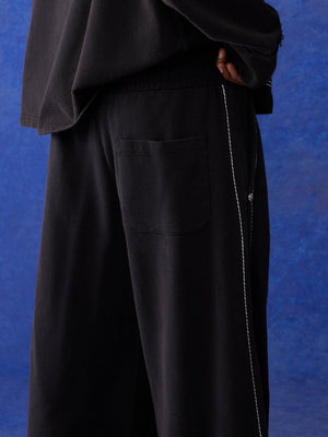 True Religion Blu X Track Pants Wide Leg Faint Black