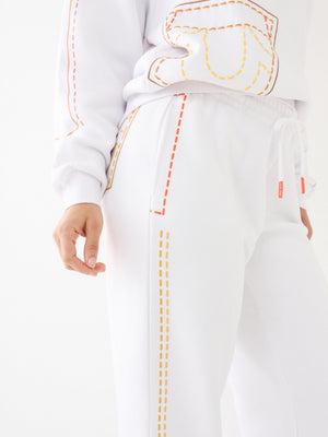True Religion Big T Track Pants Boyfriend Optic White