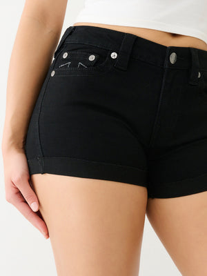 True Religion Jennie Mr Curvy Rolled Short 2Sb Black Rinse
