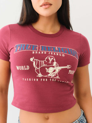 True Religion Crew SRS SS Baby Tee Cordovan