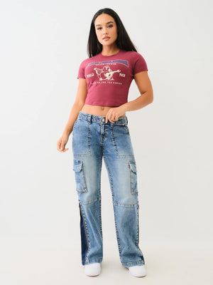 True Religion Crew SRS SS Baby Tee Cordovan