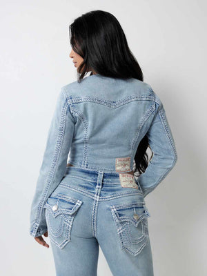 True Religion Crew V Neck Longsleeve Top Super QT Horizon Henge