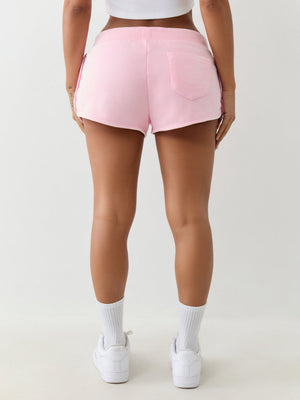 True Religion Big T Dolphin Hem Shorts Candy Pink
