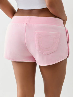True Religion Big T Dolphin Hem Shorts Candy Pink