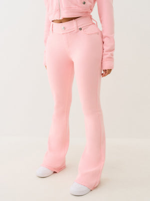 True Religion Raw Edge Big T Boot Track Pant Candy Pink