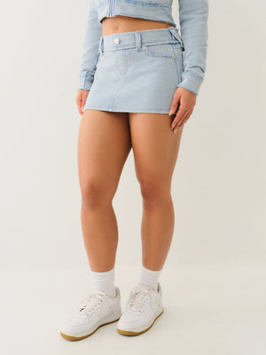 True Religion Wash Raw Edge Big T Mini Skirt Pacific Coast