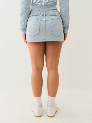 True Religion Wash Raw Edge Big T Mini Skirt Pacific Coast