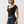 True Religion Half Zip Cap Sleeve Rib Top Jet Black