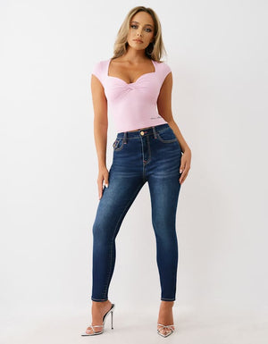 True Religion Front Twist Cap Sleeve Top Fragrant Lilac