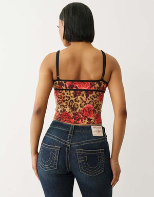 True Religion Leopard Tr Contrast Cami Top Floral Leopard