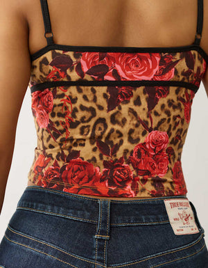 True Religion Leopard Tr Contrast Cami Top Floral Leopard