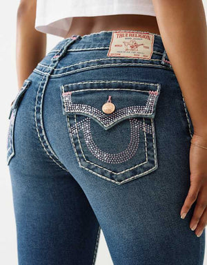 True Religion Rhinestone Billie St Flap Supt Periwinkle Peace