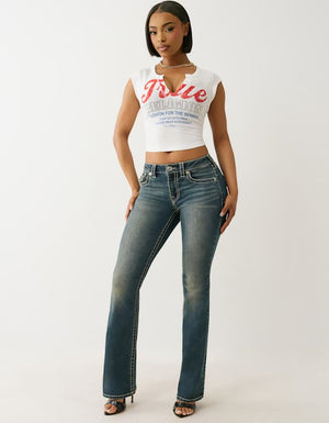 True Religion Becca Mr Bootcut Flap Big T Ocean Glow