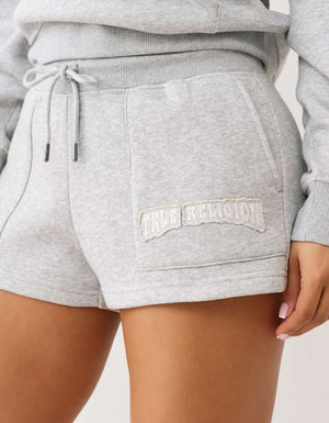 True Religion Patched Lounge Shorts Heather Grey