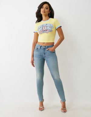 True Religion Crystal Contrast Ringer Tee Yellow-Blue