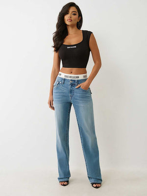 True Religion  Elastic Ricki Relaxed St Flap Beach Fire