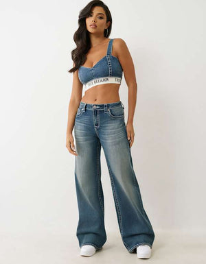 True Religion Elastic Brief Bobbi Baggy Jean Blue Radiance
