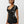 True Religion Rib Cap Sleeve V Neck Top Jet Black