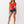 True Religion Rib Cap Sleeve V Neck Top Flame Scarlet