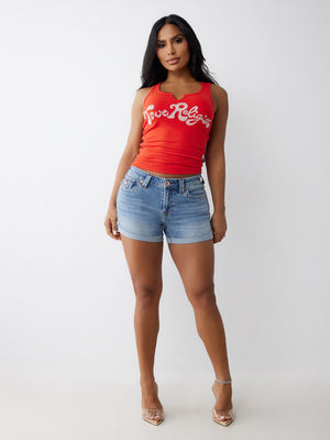 True Religion Jennie Mr Short Flap California Poppy