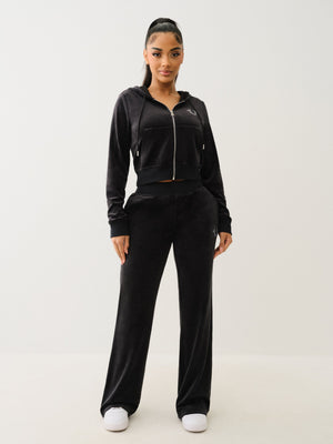 True Religion Velour Crystl Srs Shrunken Zip Jet Black