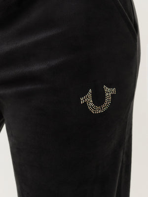 True Religion Velour Crystl Hs Straight Leg Jet Black