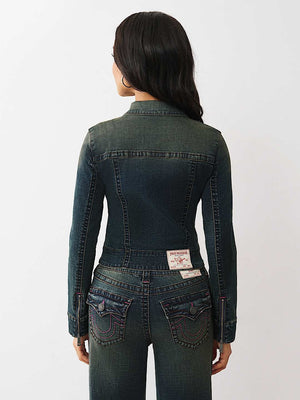 True Religion Denim Jacket Slim Zip Up Downtown Pulse