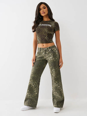 True Religion Jeans Bobbi Low Rise Big T Camo Leopard