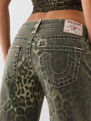 True Religion Jeans Bobbi Low Rise Big T Camo Leopard