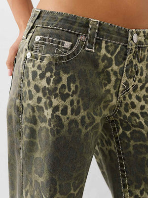 True Religion Jeans Bobbi Low Rise Big T Camo Leopard