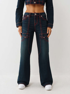 True Religion Jeans Carpenter Bobbi Flap Big T Midnight Serenade