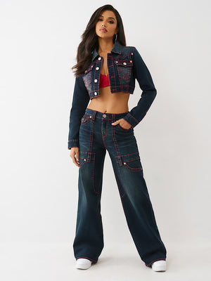 True Religion Jeans Carpenter Bobbi Flap Big T Midnight Serenade