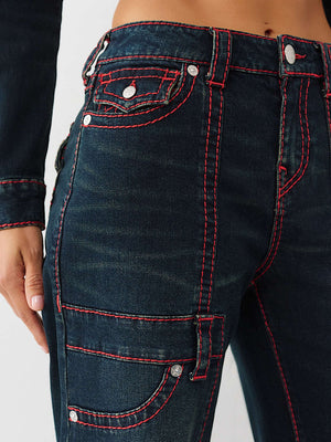 True Religion Jeans Carpenter Bobbi Flap Big T Midnight Serenade