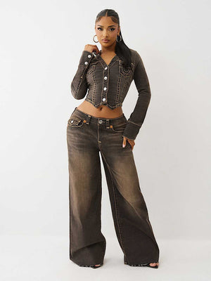 True Religion Jeans Jessie Super Flap Sup T Cocoa Crumble