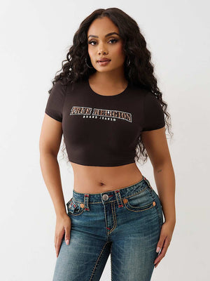 True Religion T-Shirt Anniversary Crystal Spicy Ss T Ganache