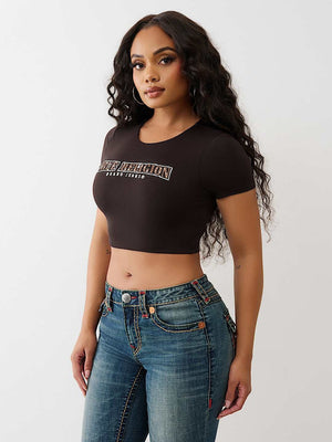 True Religion T-Shirt Anniversary Crystal Spicy Ss T Ganache