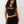 True Religion Crystal V Notch Side Ruch Top Jet Black