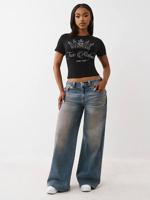 True Religion Crystal Tr Ss Baby Tee Jet Black