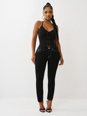 True Religion Branded Front Tie Top Black