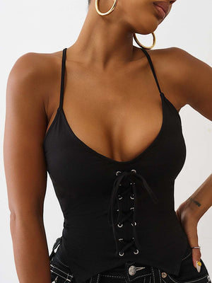 True Religion Branded Front Tie Top Black