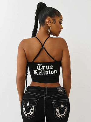 True Religion Branded Front Tie Top Black